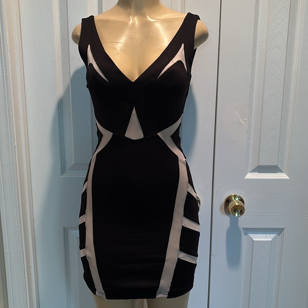 Lipsy Black Bodycon Dress size 2 - Picture 2 of 7